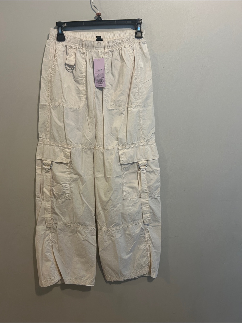 Cream Cargo Pants with Utility Rings